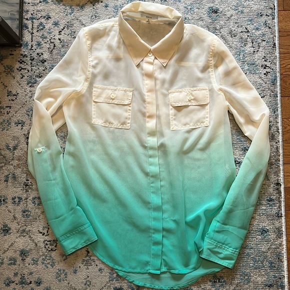 mine Tops - Mine Dip Dye Sheer Button Down Shirt
